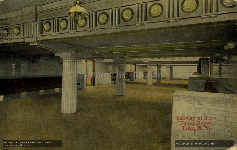Postcard: Subway of Troy Union Depot, Troy, New York